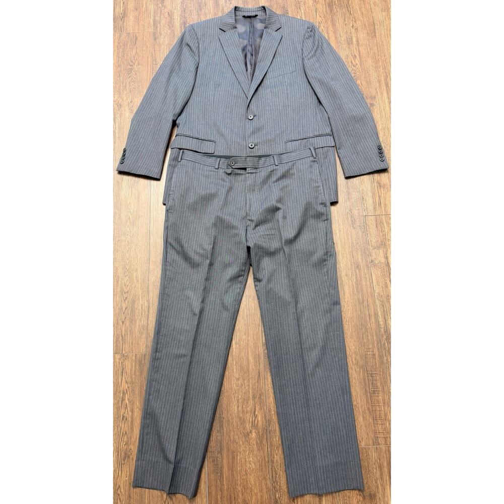 Brooks Brothers 346 Fitzgerald Fit Gray Pinstripe 2 Piece Wool Suit Men 43R 37R